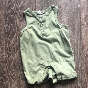 Cotton on boys olive/army green tank romper 0-3